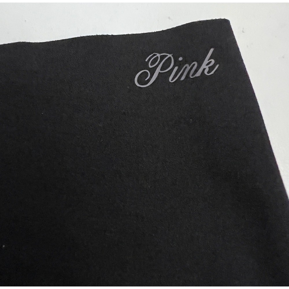 Victoria’s Secret PINK Black Logo Seamless smooth no show Thong Panties Large L - Picture 2 of 3